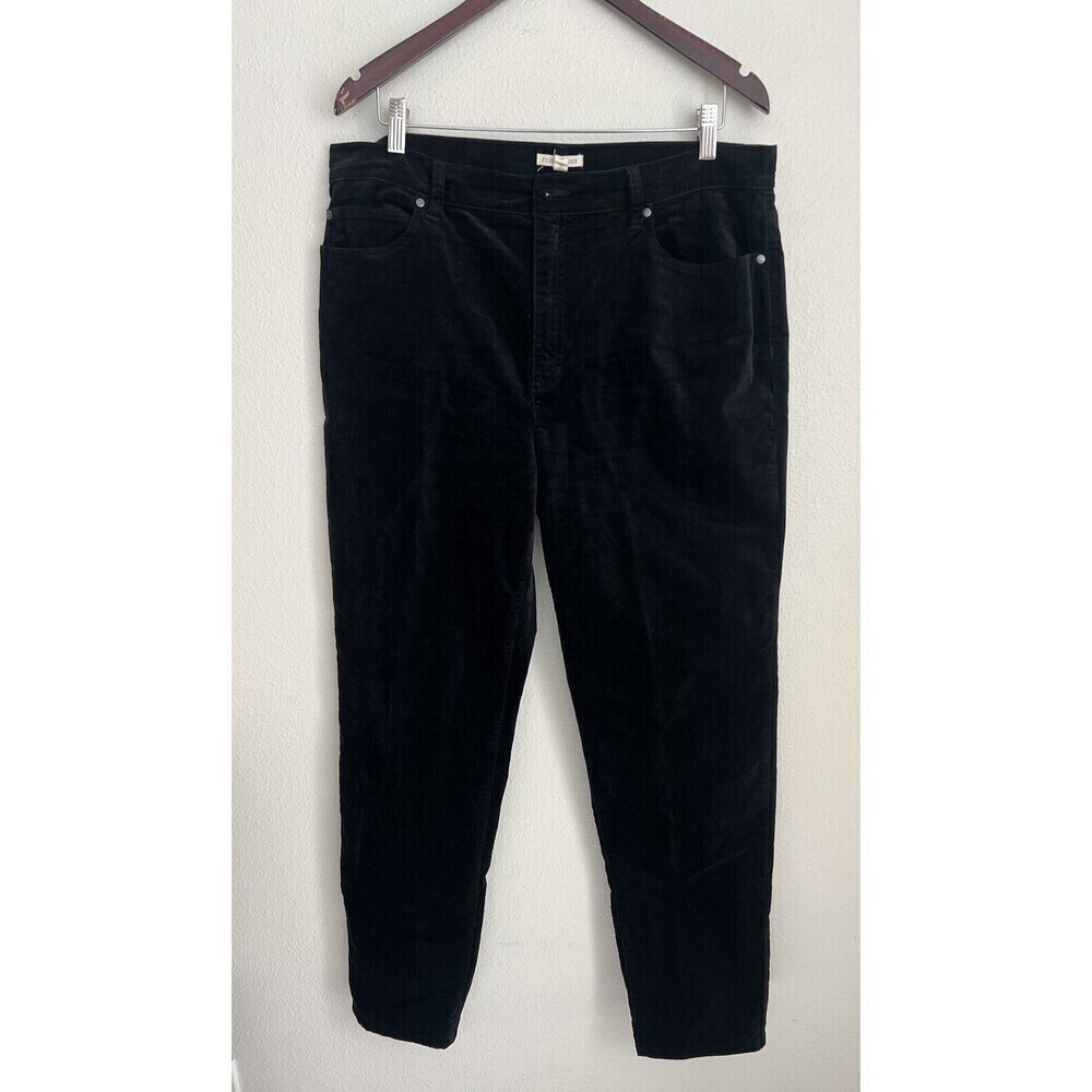 Eileen Fisher Organic Cotton Stretch Velveteen Pant Black L Goth Grunge Witchy
